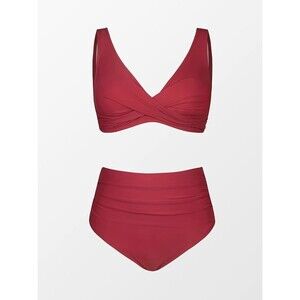 SPORLIKE High Waist Twist Triangle Criss Cross Top Bikini Sz S